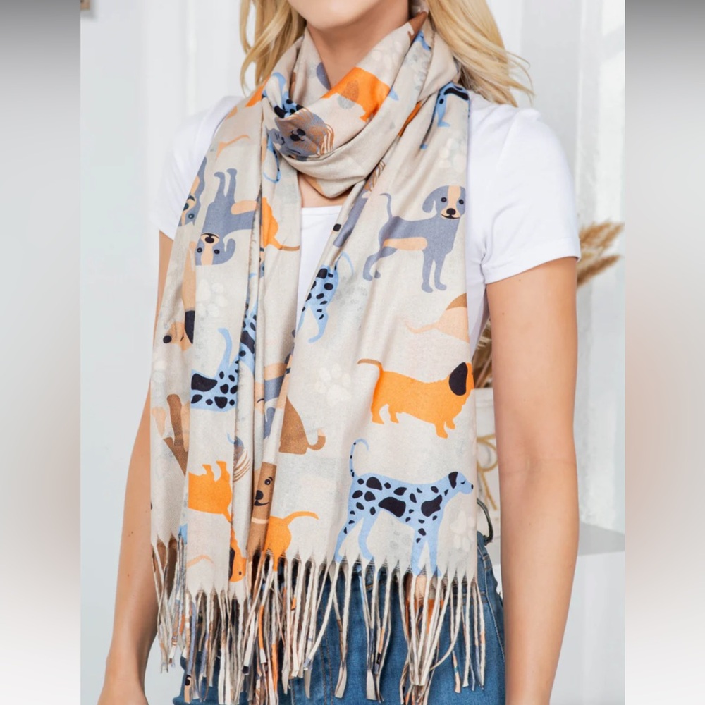 Cute Dogs Print Scarf